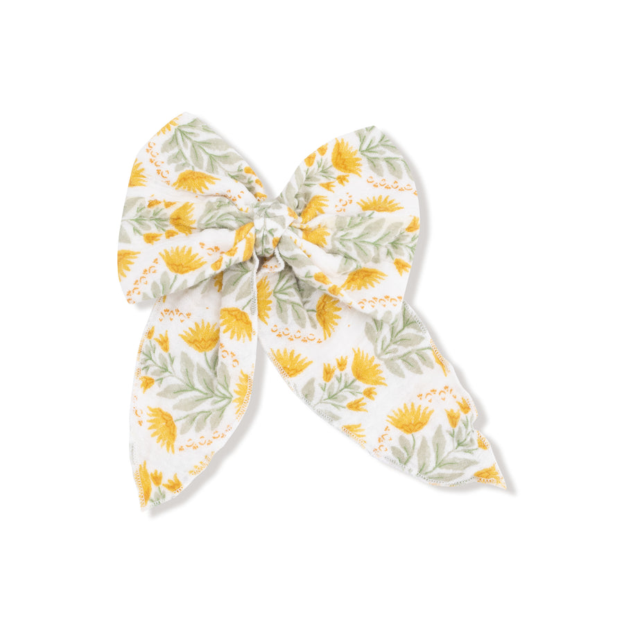 Clip-In Bow with Tails - Winter Dandelions