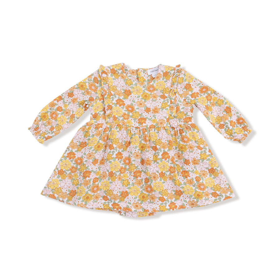 Long Sleeved Ruffle Bubble with Skirt - Sweet Amber Floral