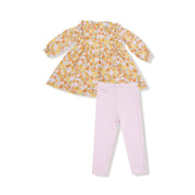 Ruffle Long Sleeve Dress and Ribbed Leggings - Sweet Amber Floral