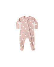 Bamboo Zip Footie - Pink Ghosts