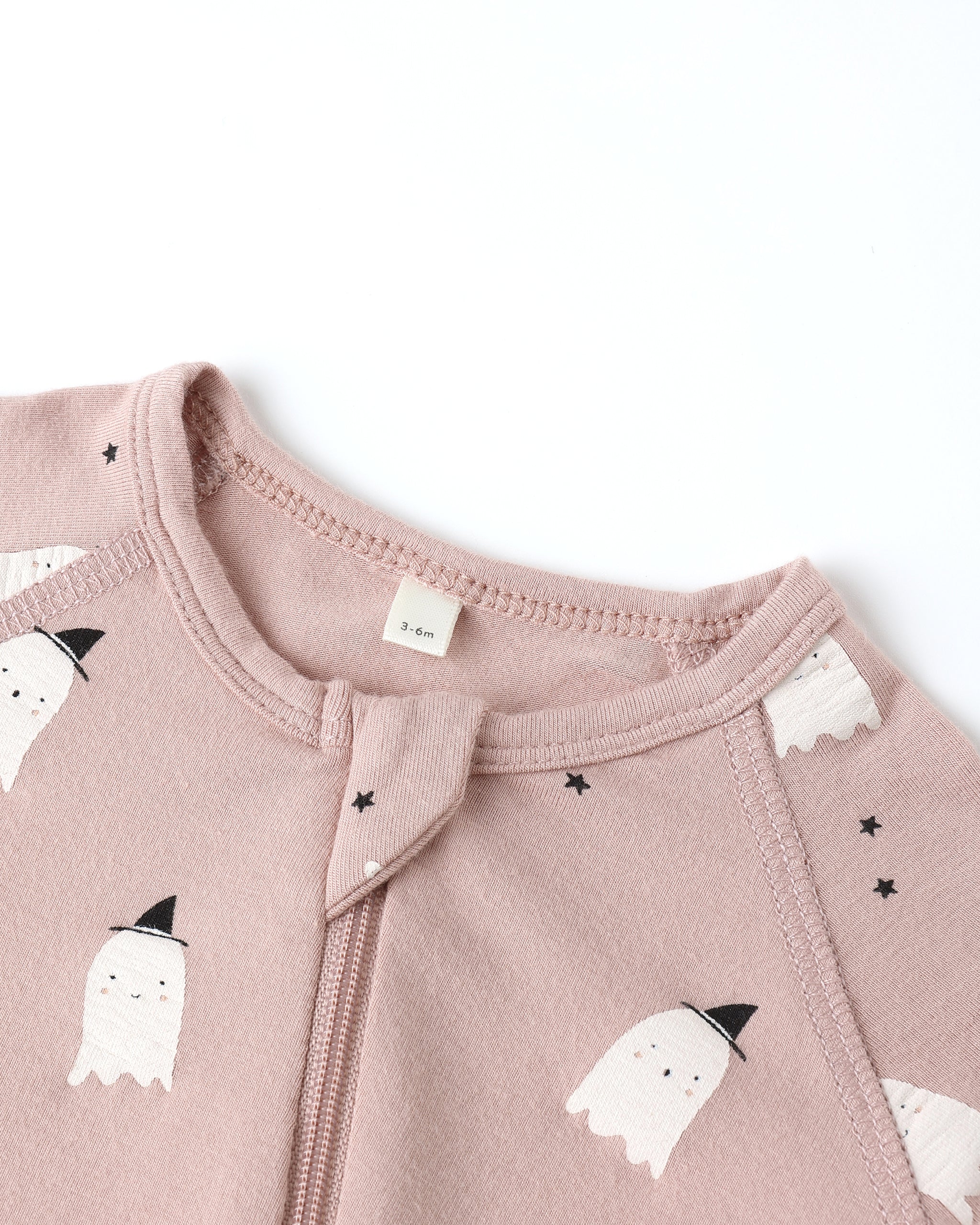 Bamboo Zip Footie - Pink Ghosts