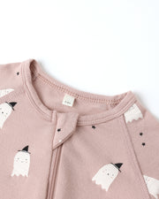 Bamboo Zip Footie - Pink Ghosts
