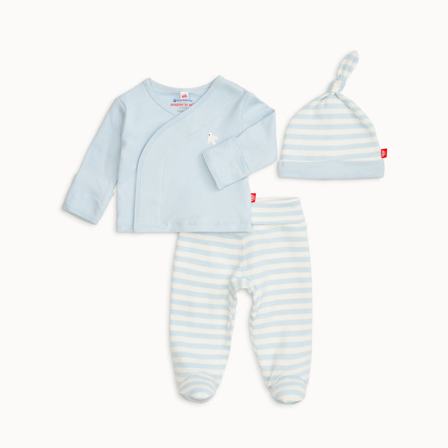 Organic Cotton Kimono Magnetic Set - Blue Stripe