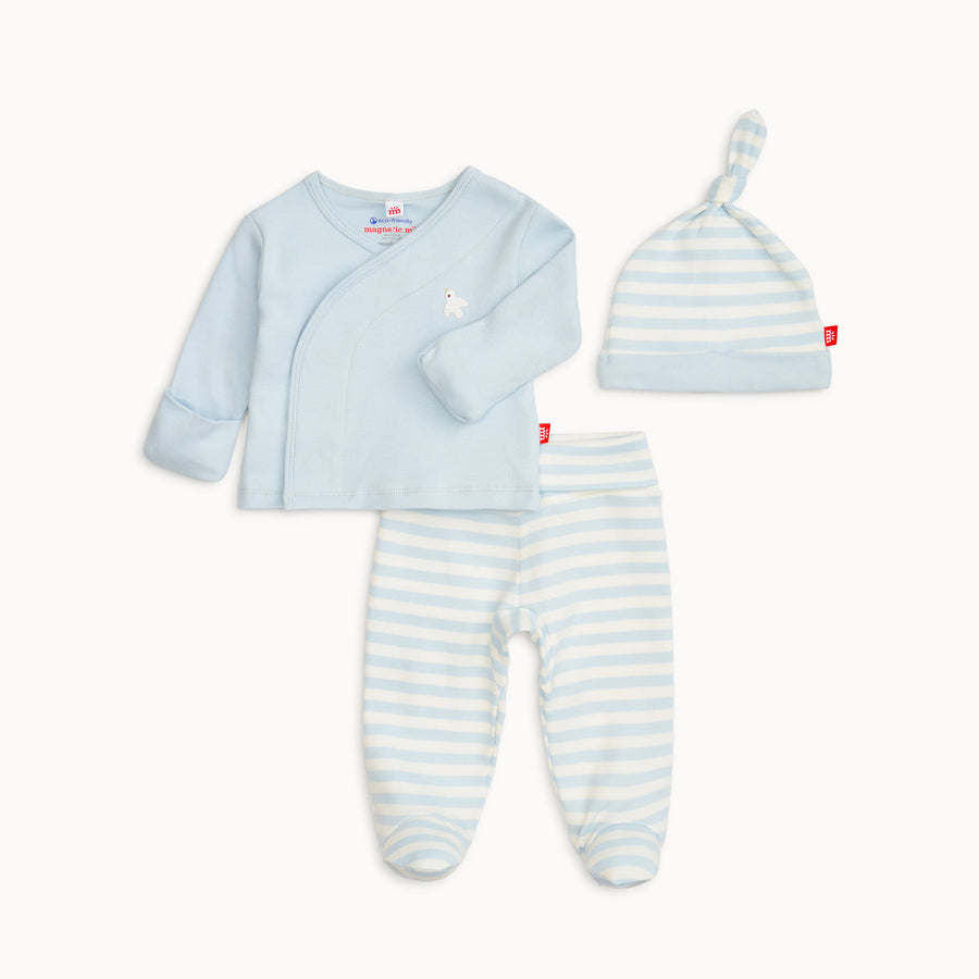 Organic Cotton Kimono Magnetic Set - Blue Stripe