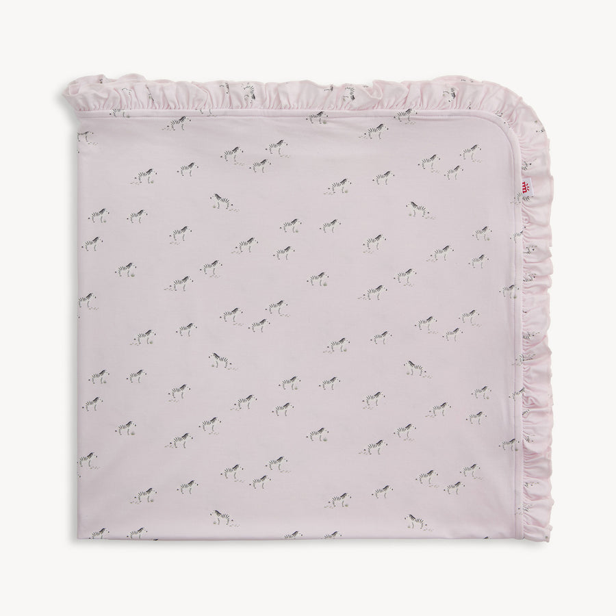 Modal Ruffle Baby Blanket - Pink Savannah Plains