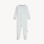 Organic Cotton Magnetic Footie - Blue Stripe
