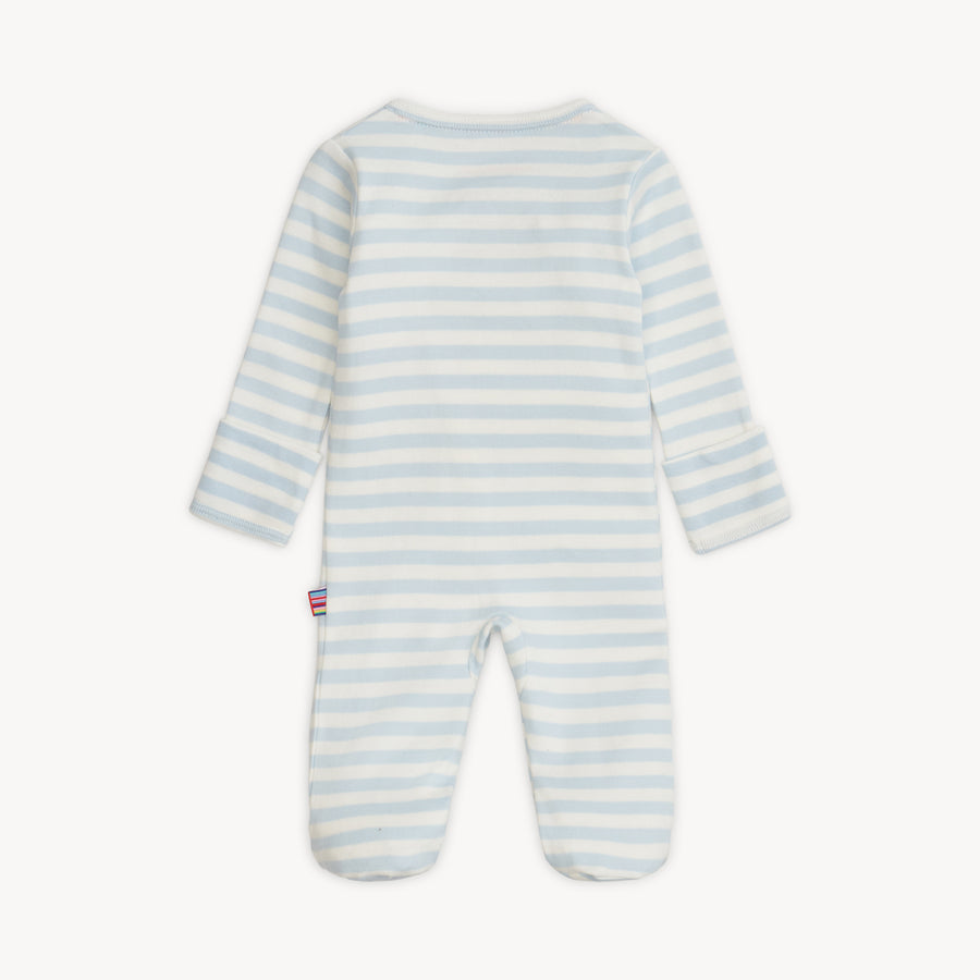 Organic Cotton Magnetic Footie - Blue Stripe