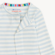Organic Cotton Magnetic Footie - Blue Stripe