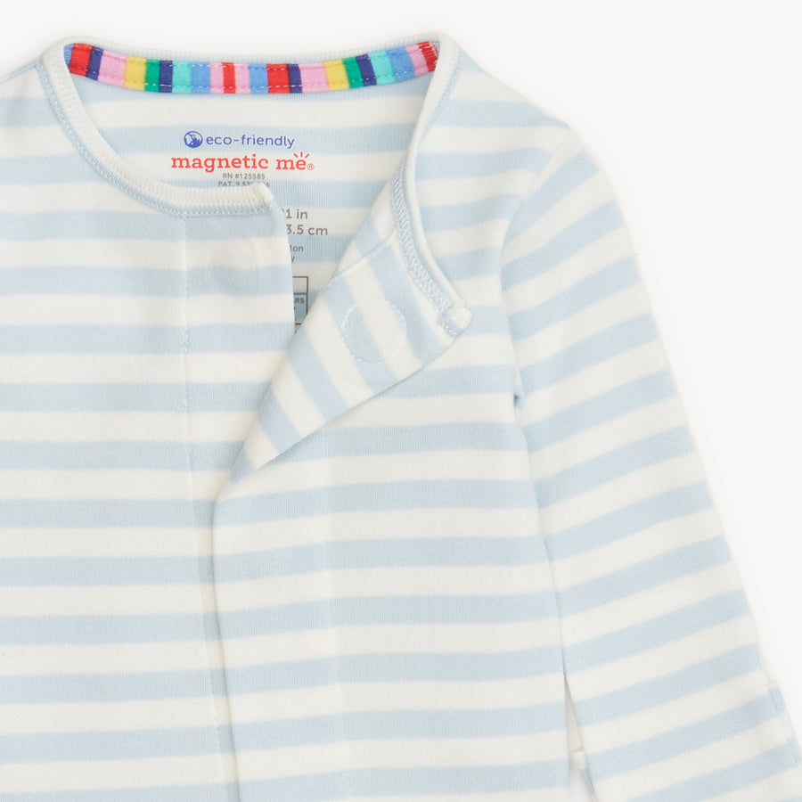 Organic Cotton Magnetic Footie - Blue Stripe