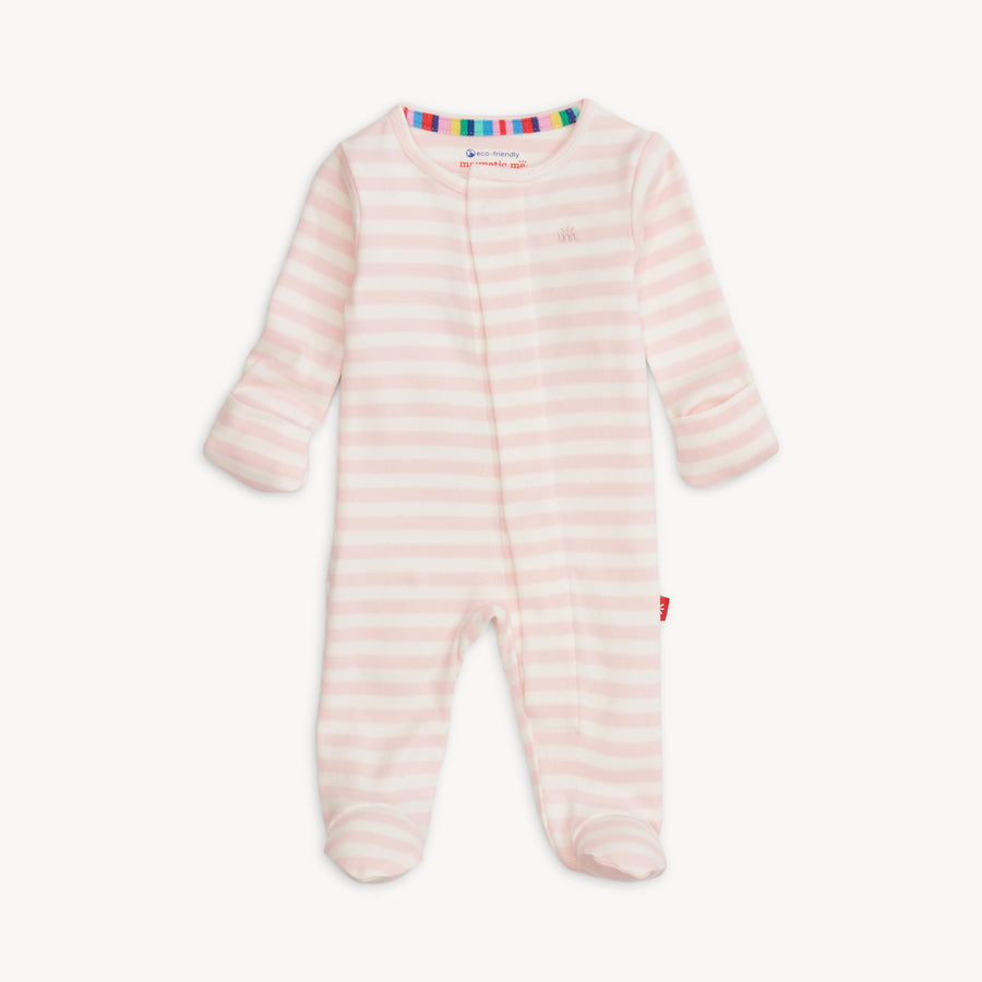 Organic Cotton Magnetic Footie - Pink Stripe