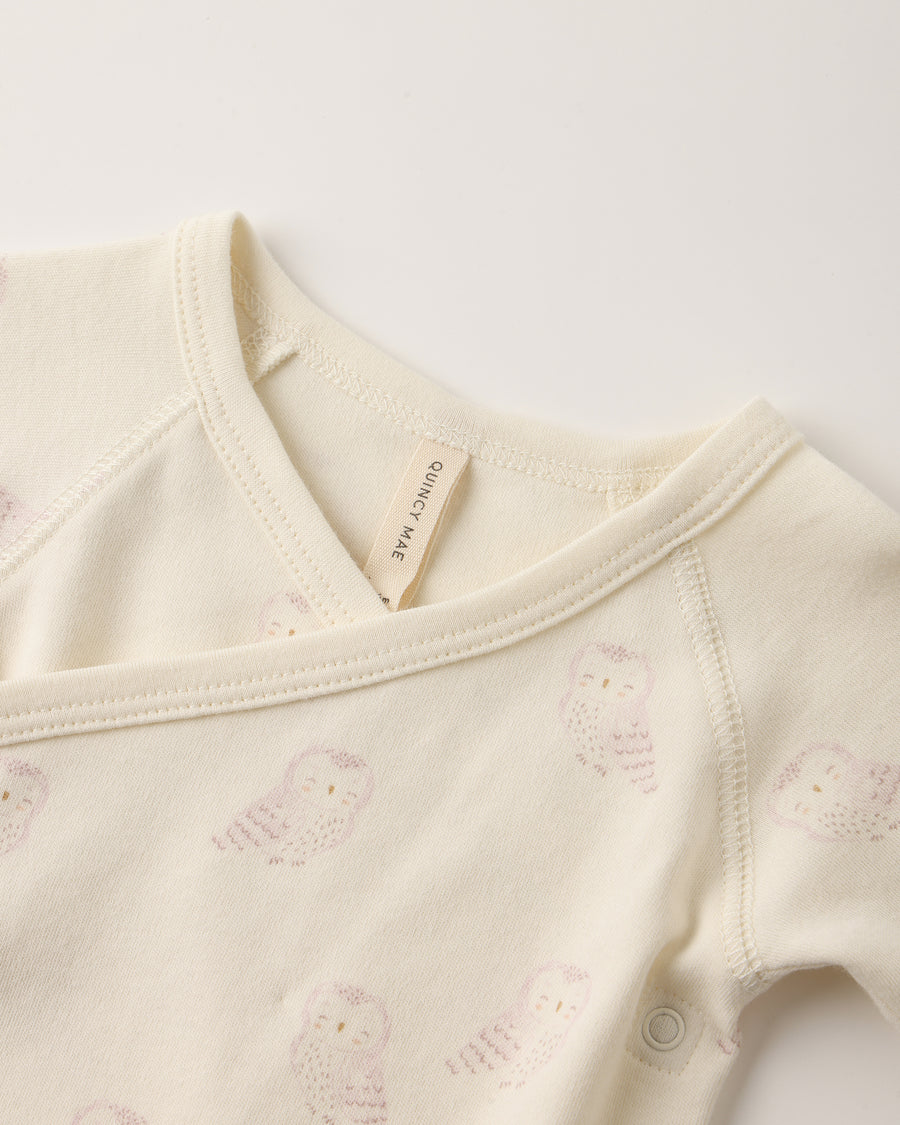 Side Snap Bodysuit and Pant Set - Snow Owls