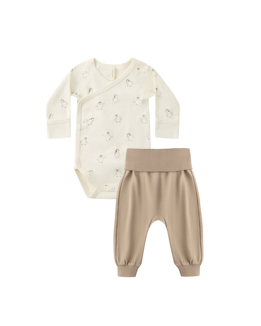 Side Snap Bodysuit and Pant Set - Penguins