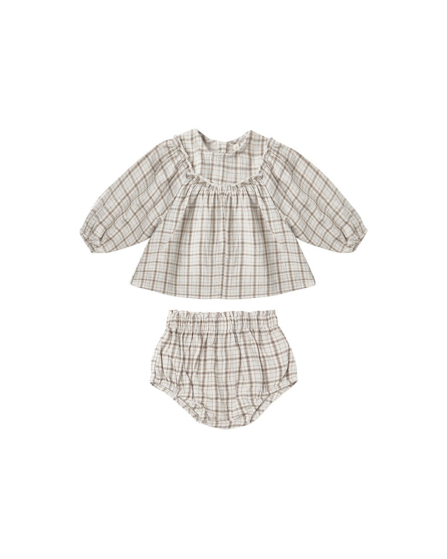 Mia Top and Bloomer Set - Blue Plaid