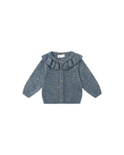 Ruffle Collar Cardigan - Ocean