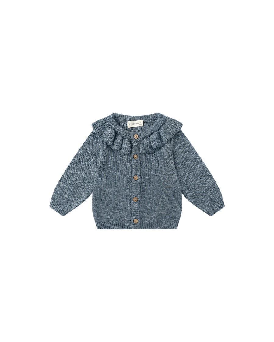Ruffle Collar Cardigan - Ocean