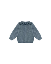 Ruffle Collar Cardigan - Ocean