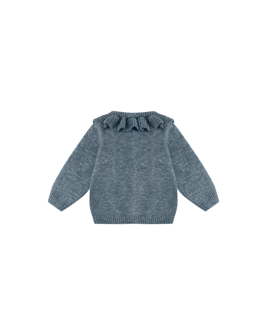 Ruffle Collar Cardigan - Ocean