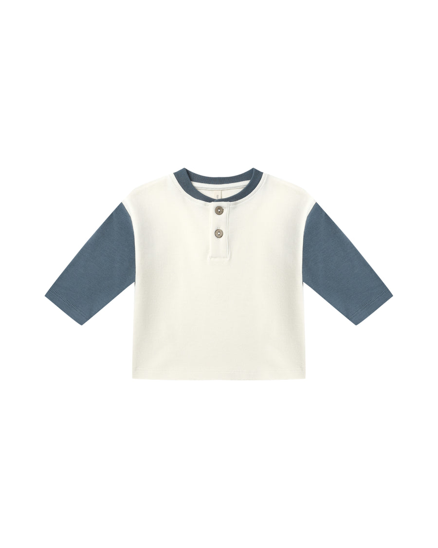 Long Sleeve Henley Tee - Ocean