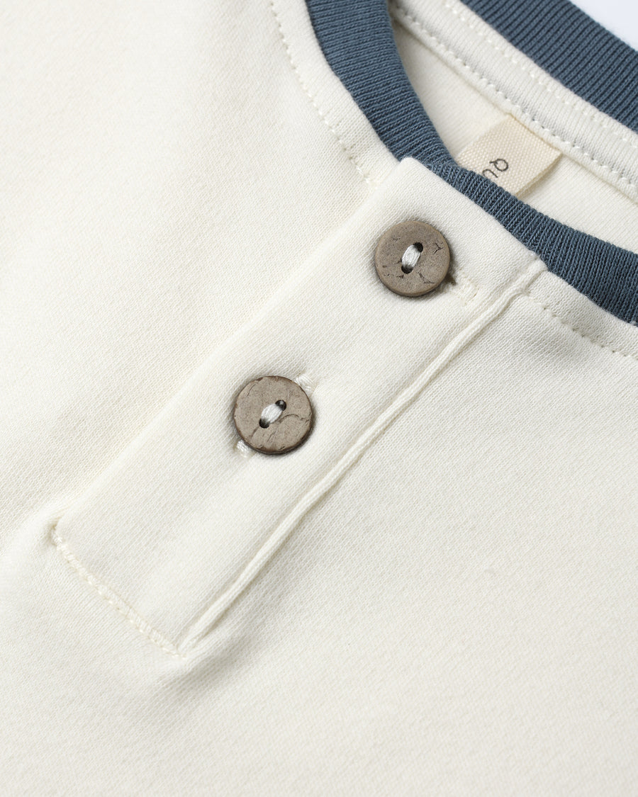 Long Sleeve Henley Tee - Ocean
