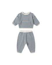 Waffle Slouch Set - Ocean Stripe