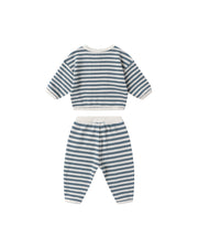 Waffle Slouch Set - Ocean Stripe