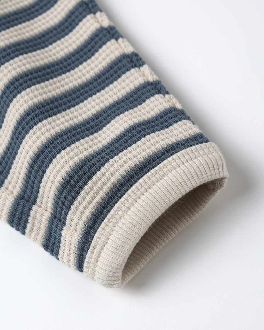 Waffle Slouch Set - Ocean Stripe