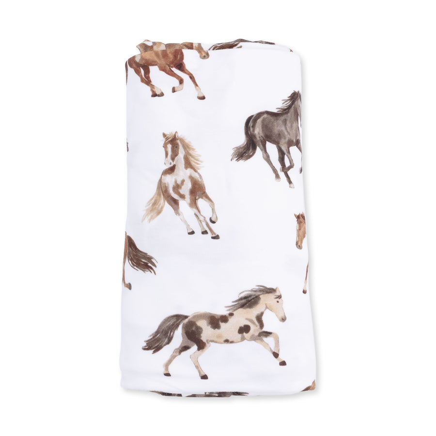 Bamboo Swaddle Blanket - Wild Horses