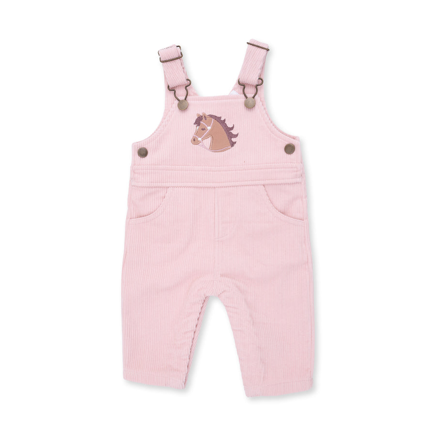 Uni Old School Overall - Veiled Pink Corduroy - Horse Applique