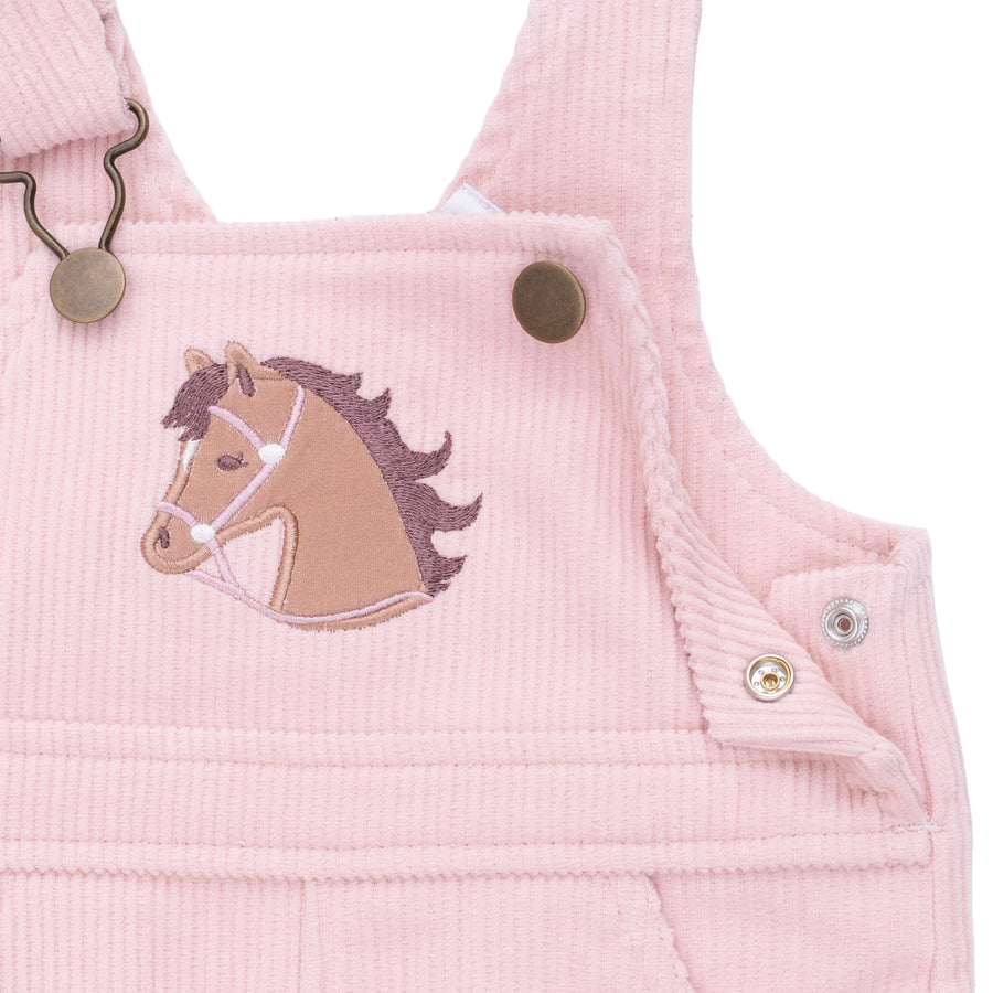 Uni Old School Overall - Veiled Pink Corduroy - Horse Applique