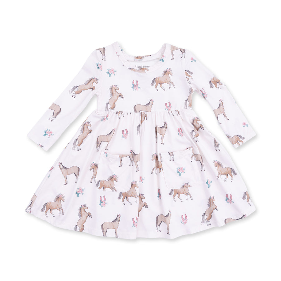 Twirly Long Sleeve Dress - I love Horses