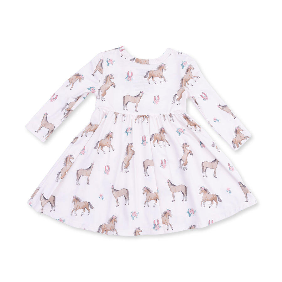 Twirly Long Sleeve Dress - I love Horses