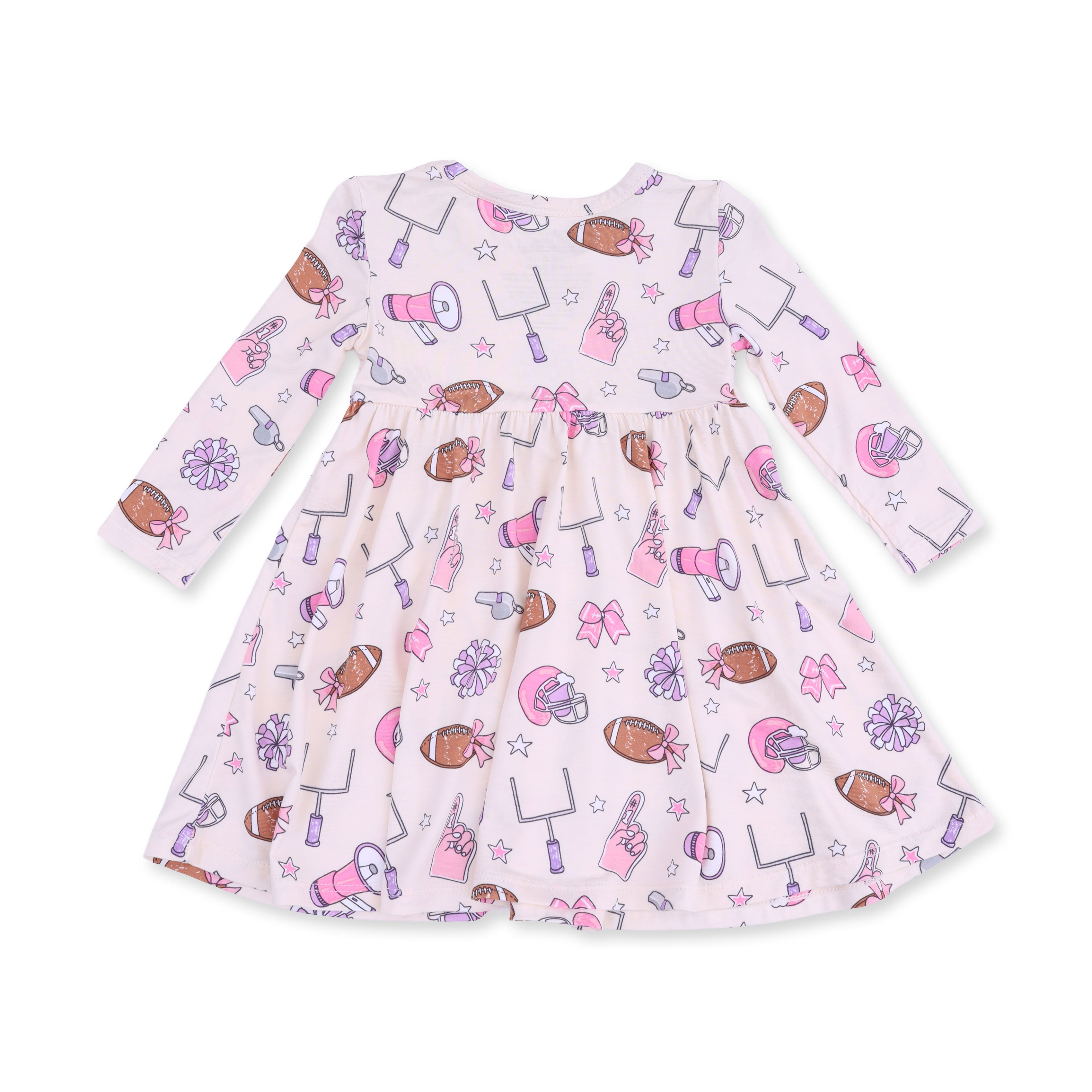 Twirly Long Sleeve Dress with Bike Shorts - Football Cheer