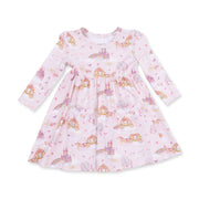 Twirly Long Sleeve Dress with Bike Shorts - Princess Unicorns and Castle