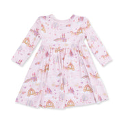 Twirly Long Sleeve Dress with Bike Shorts - Princess Unicorns and Castle