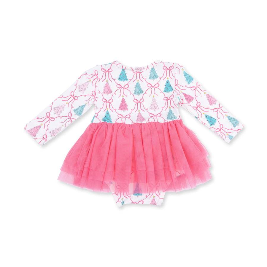 Long Sleeve Tutu Bodysuit - Bow Trellis Tree
