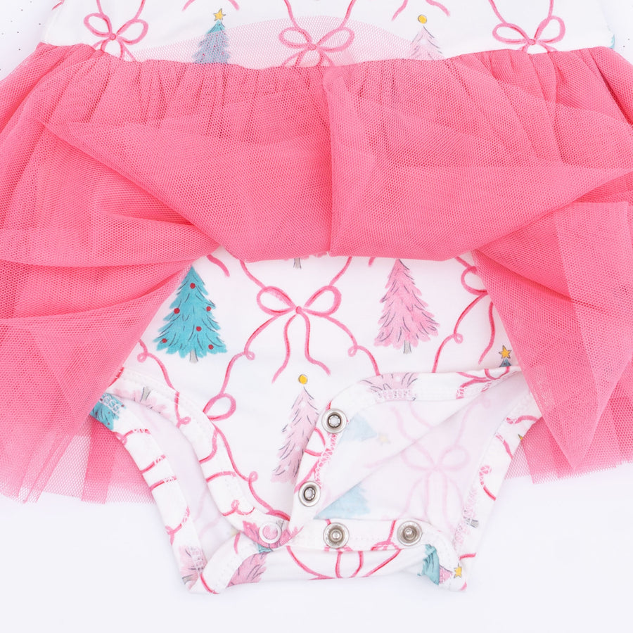 Long Sleeve Tutu Bodysuit - Bow Trellis Tree
