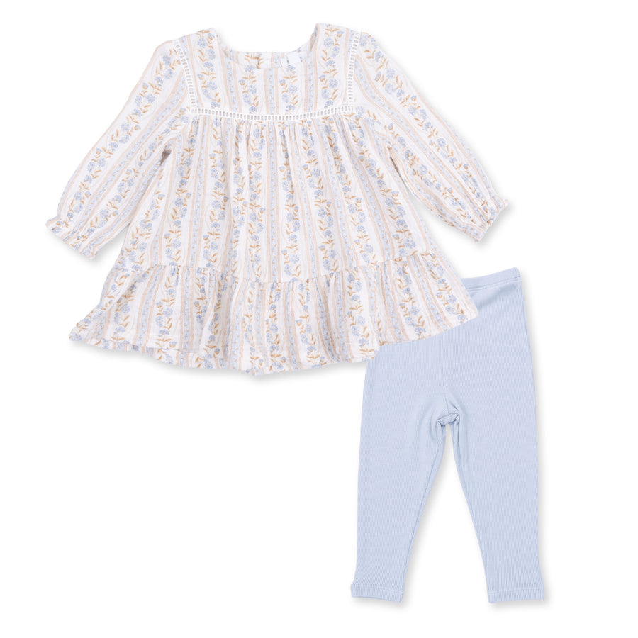 Puffed Long Sleeve Tiered Dress and Leggings - Catarina Floral