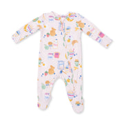 Bamboo Zipper Footie - Breakfast Club - Pink