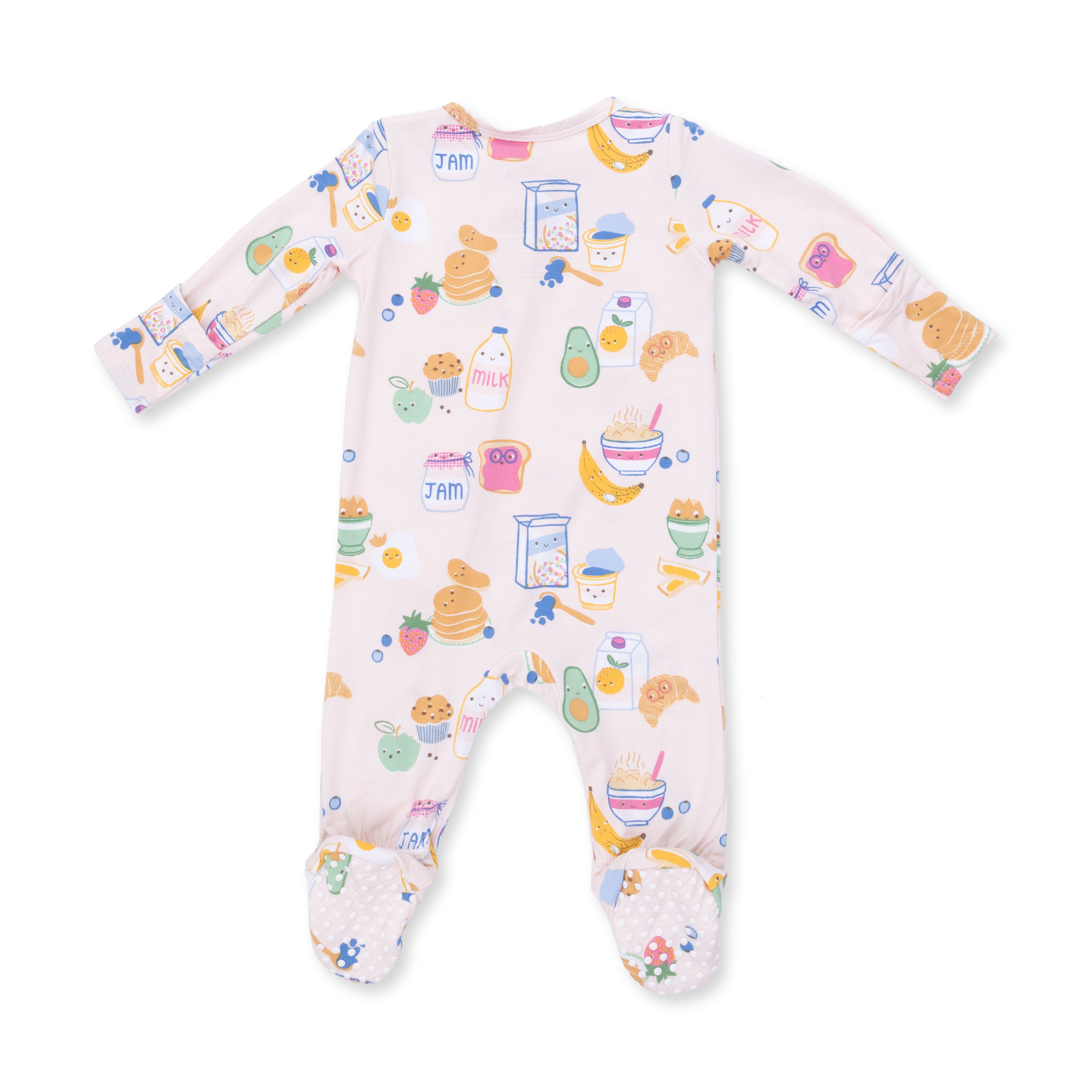 Bamboo Zipper Footie - Breakfast Club - Pink