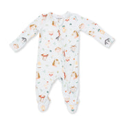 Bamboo Zipper Footie - Baby Farm Faces