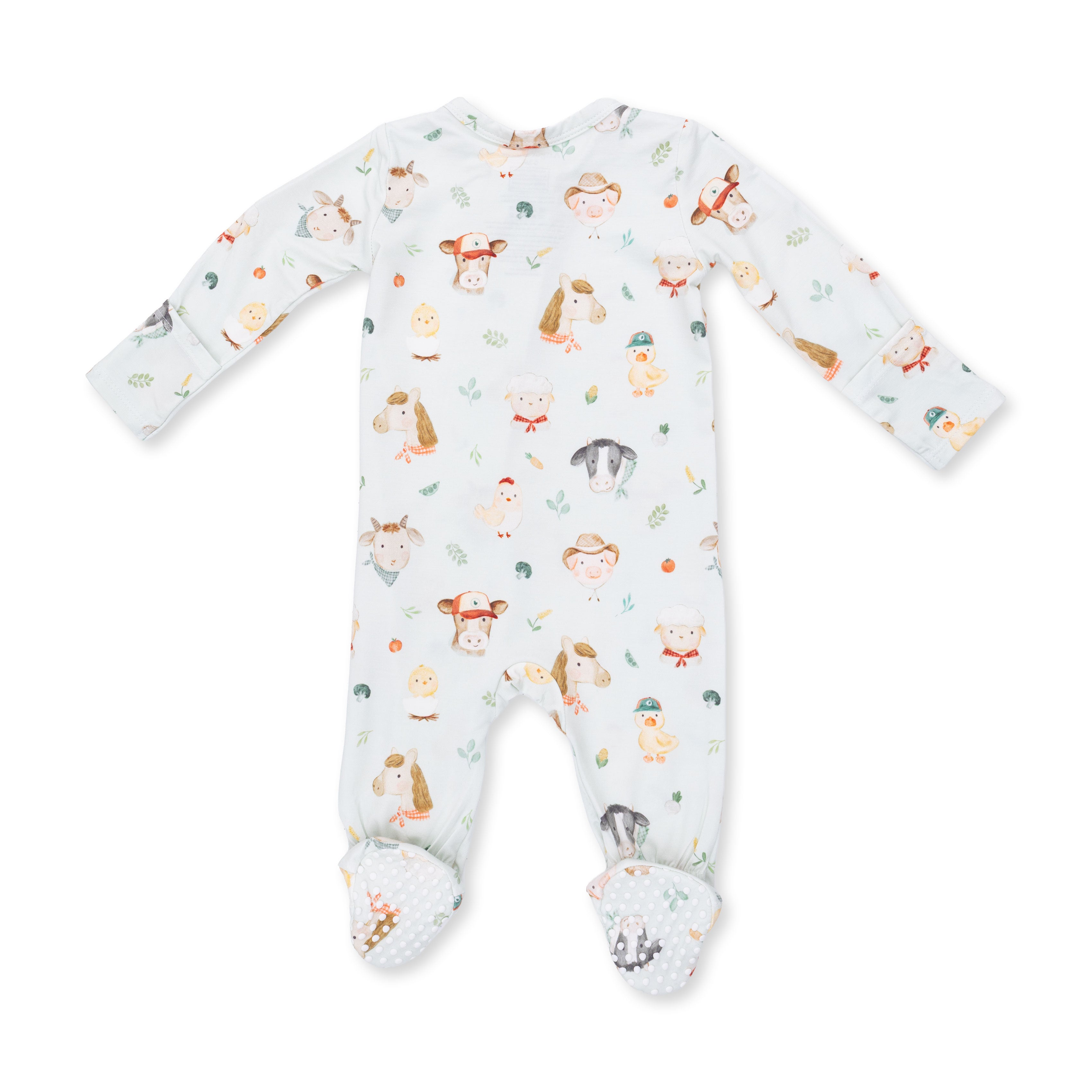 Bamboo Zipper Footie - Baby Farm Faces