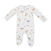 Bamboo Zipper Footie - Baby Farm Faces