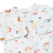 Bamboo Zipper Footie - Baby Farm Faces