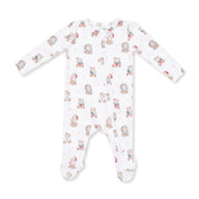 Bamboo Zipper Footie - Christmas Teddy Bears Uni
