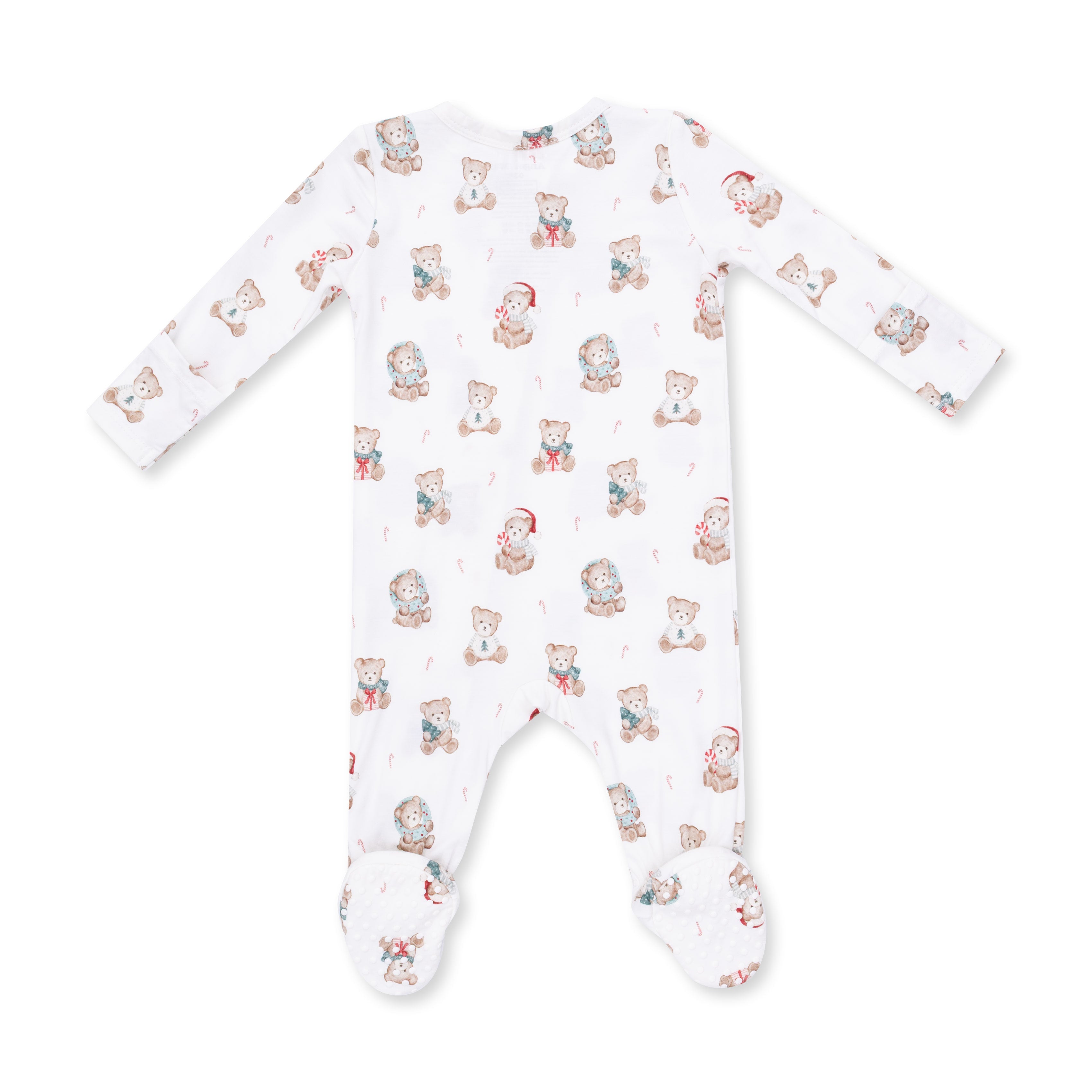 Bamboo Zipper Footie - Christmas Teddy Bears Uni