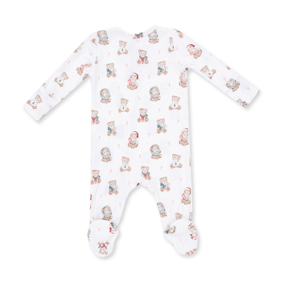 Bamboo Zipper Footie - Christmas Teddy Bears Uni