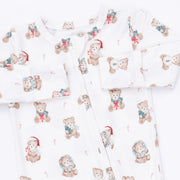 Bamboo Zipper Footie - Christmas Teddy Bears Uni