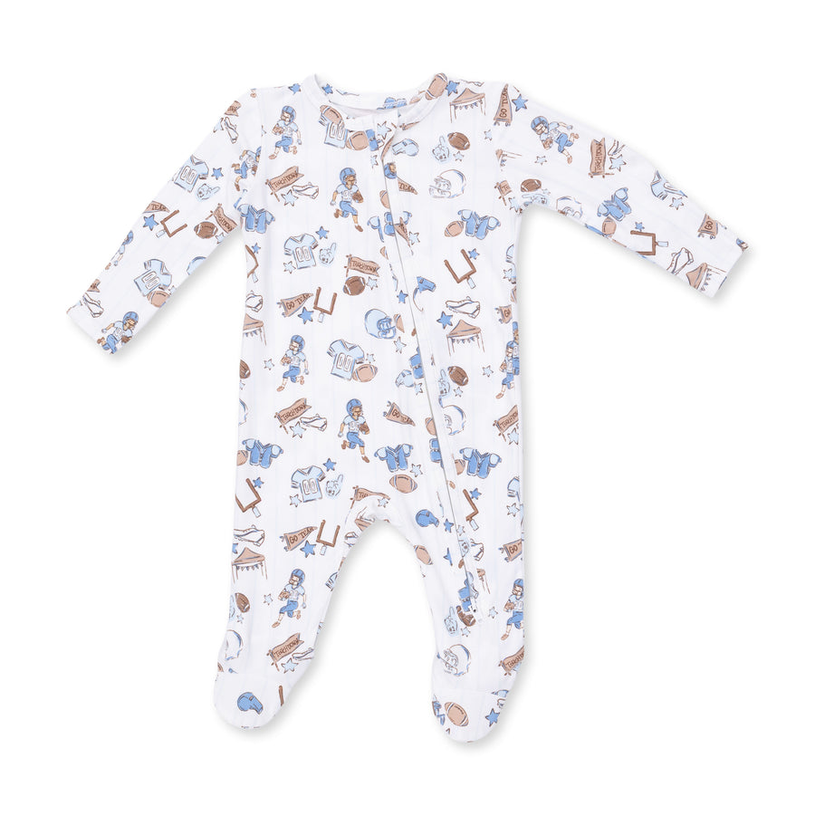 Bamboo Zipper Footie -  Football Nursery