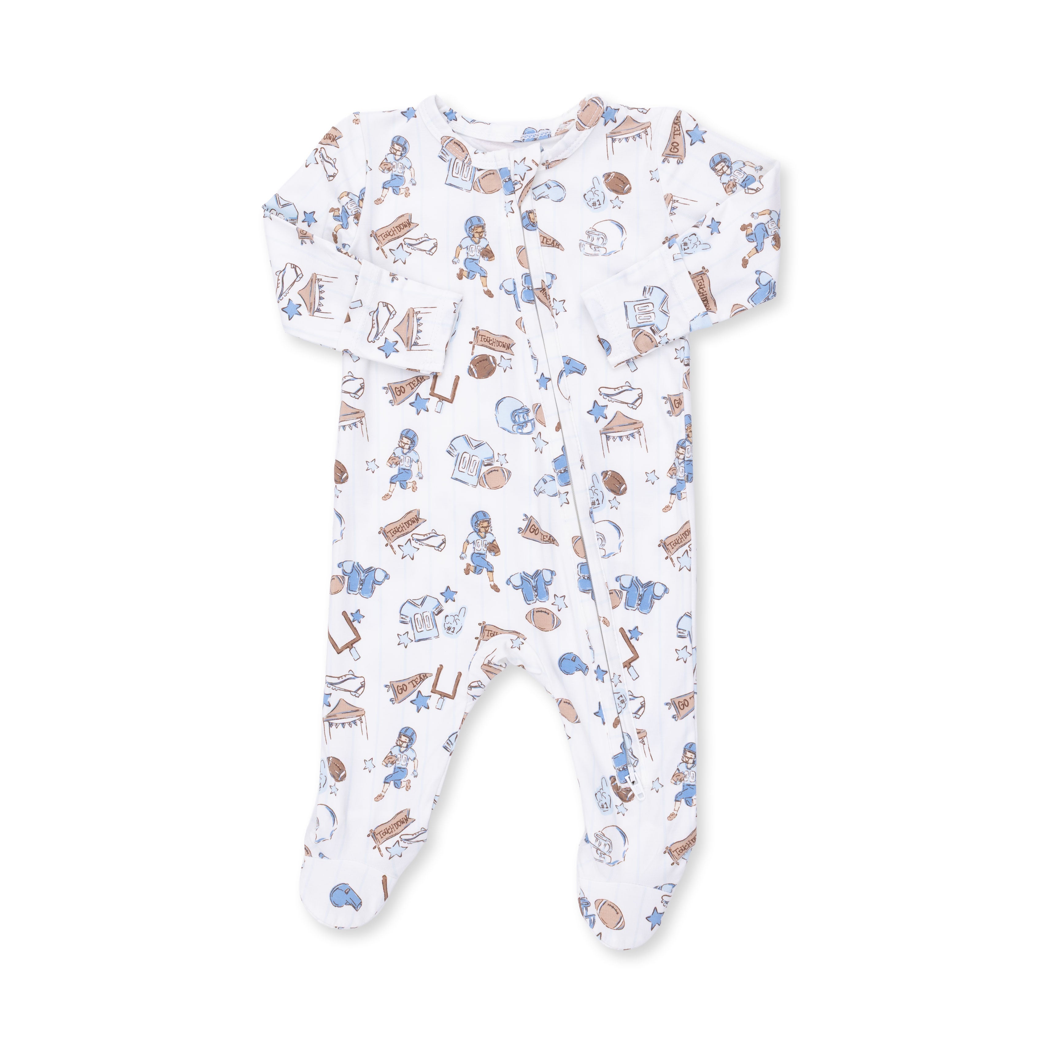 Bamboo Zipper Footie -  Football Nursery