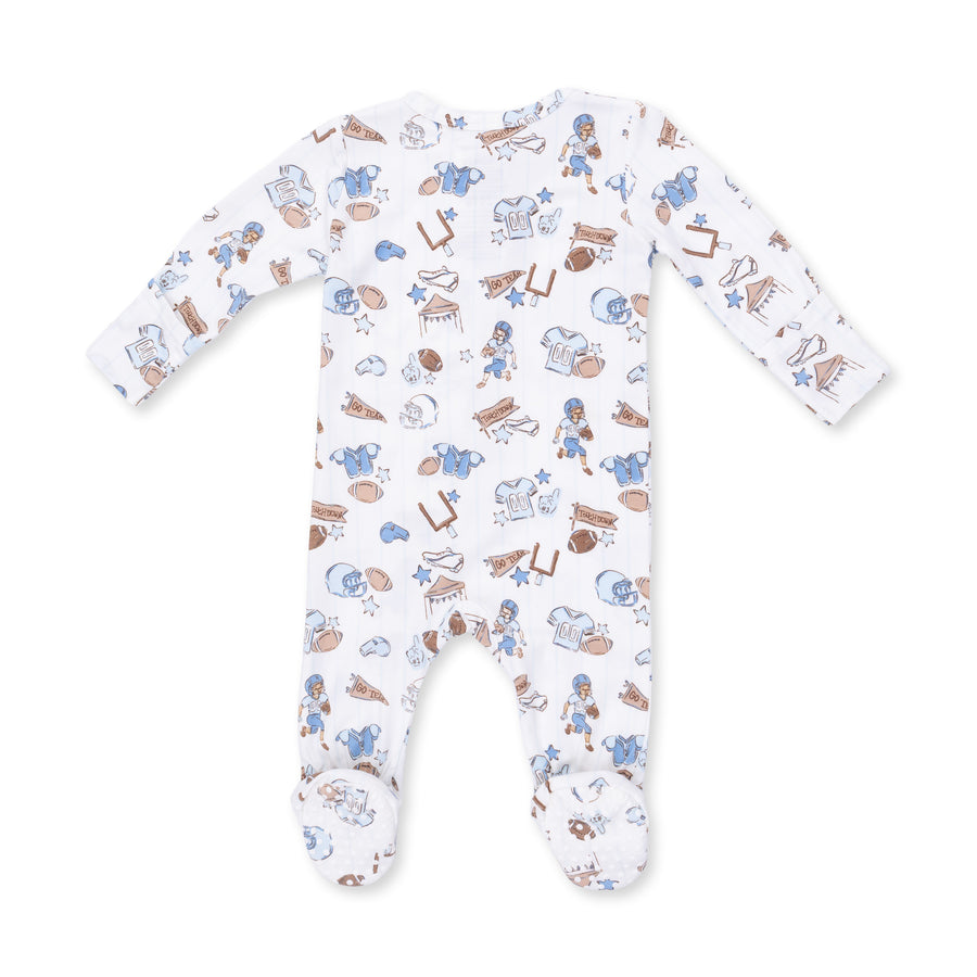 Bamboo Zipper Footie -  Football Nursery